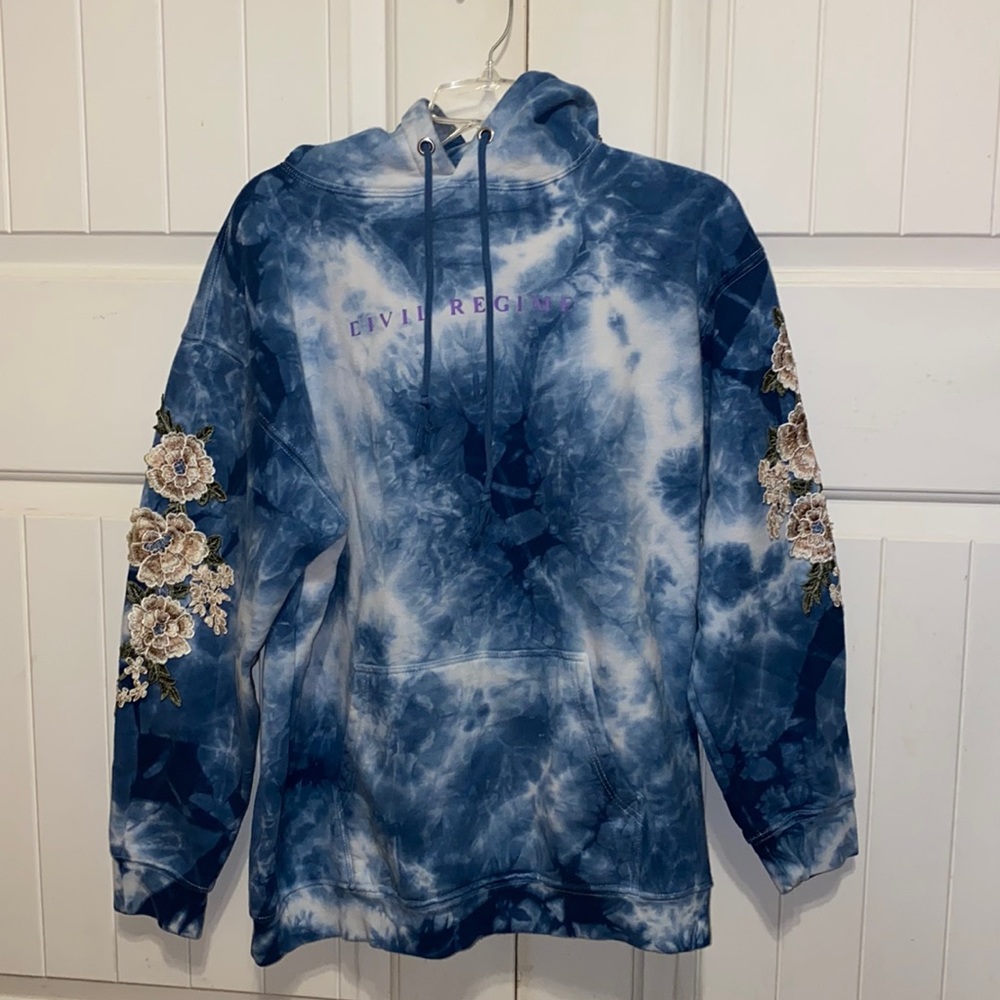 blue, flower civil regime hoodie